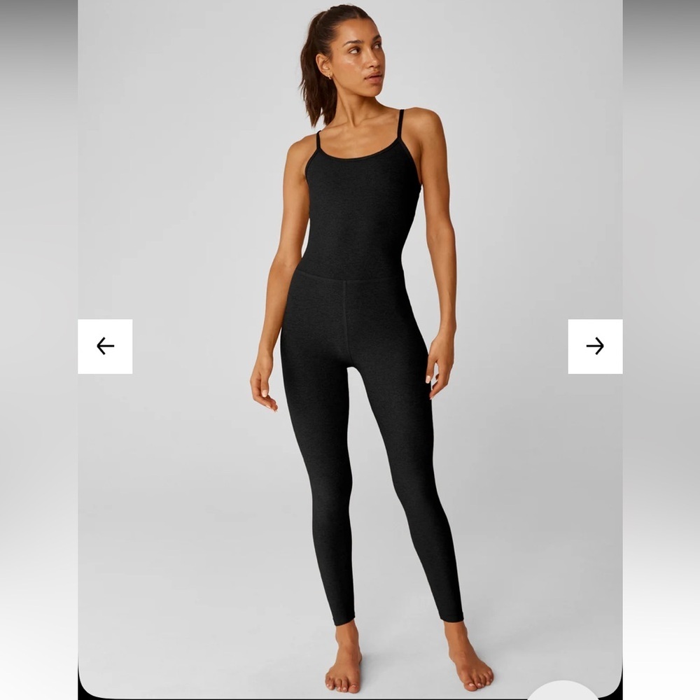 Nwot beyond yoga Spacedye Uplevel Midi Jumpsuit dark $138 casual active winter